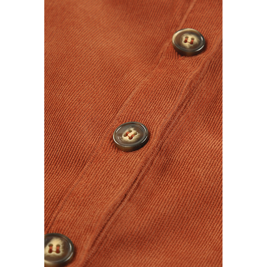Womens Brown Button Front Corduroy Mini Skirt Image 11