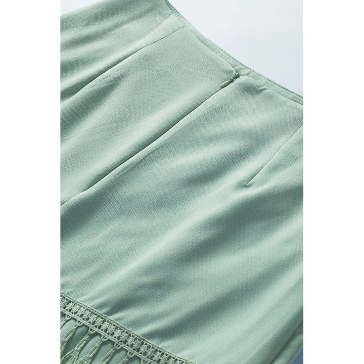 Womens Green Tiered Tassel Zip-up High Waist Mini Skirt Image 8