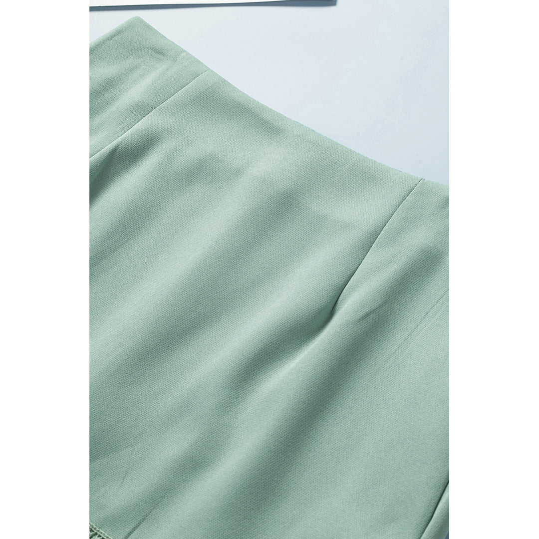 Womens Green Tiered Tassel Zip-up High Waist Mini Skirt Image 11