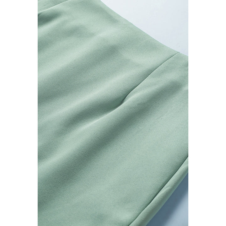 Womens Green Tiered Tassel Zip-up High Waist Mini Skirt Image 12