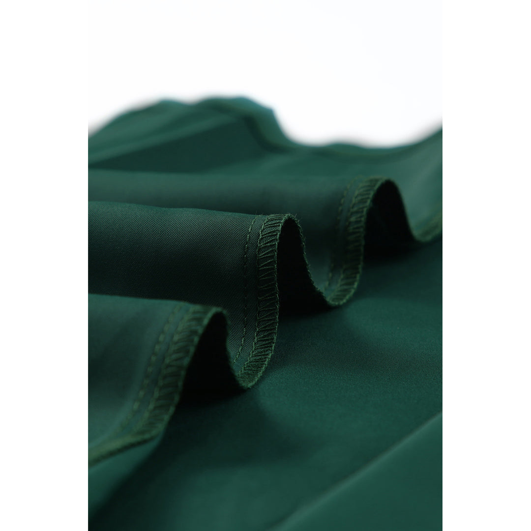 Womens Green Satin Wrap Midi Skirt with Split Image 8