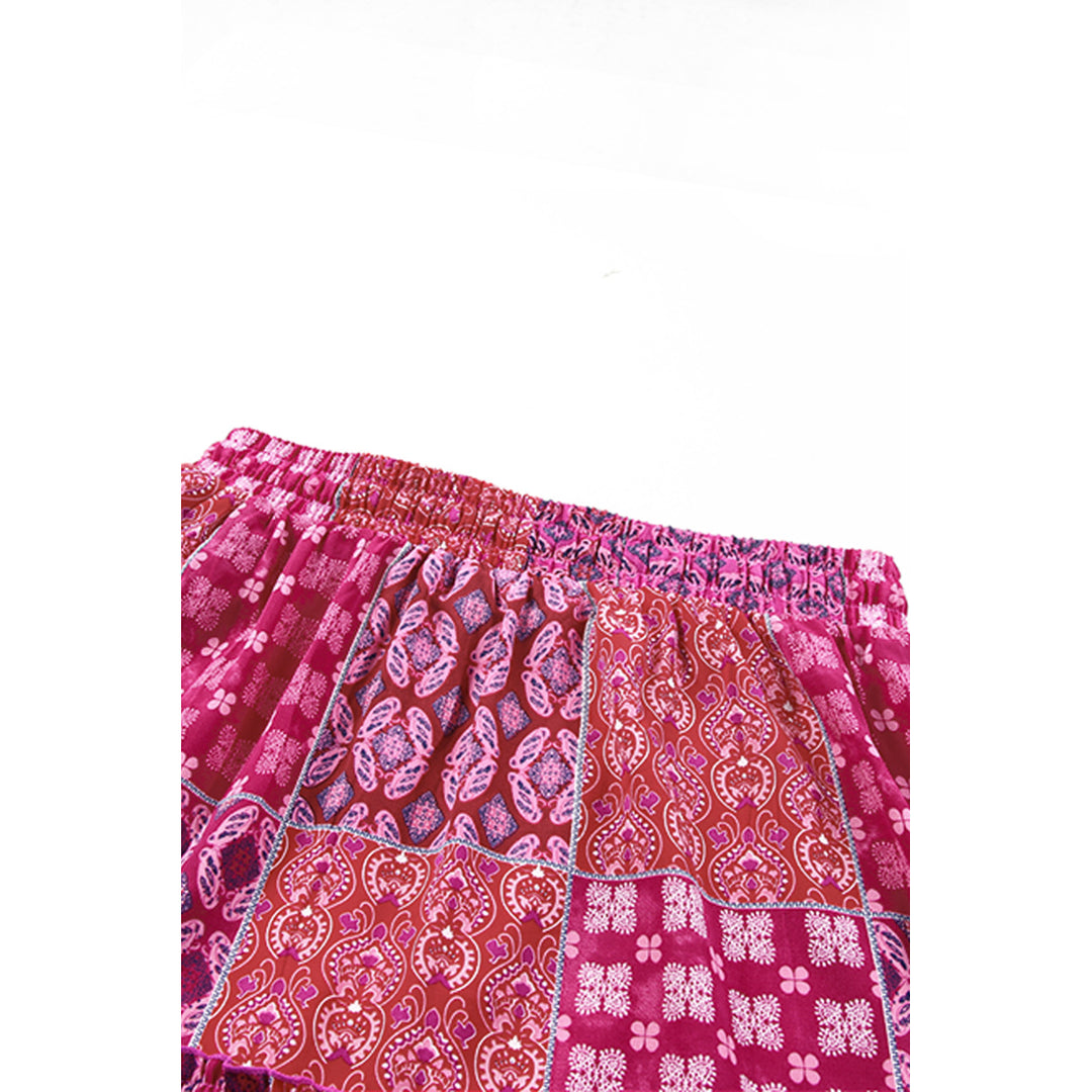 Womens Purple Tiered Paisley Print Pocketed Maxi Skirt Image 9
