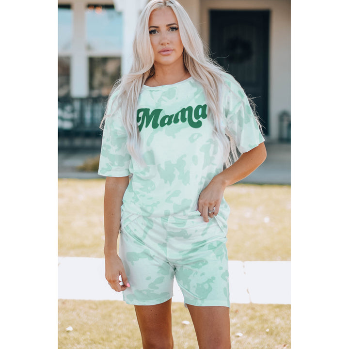 Womens Mama Tie-dye Print T Shirt and Shorts Set Image 3