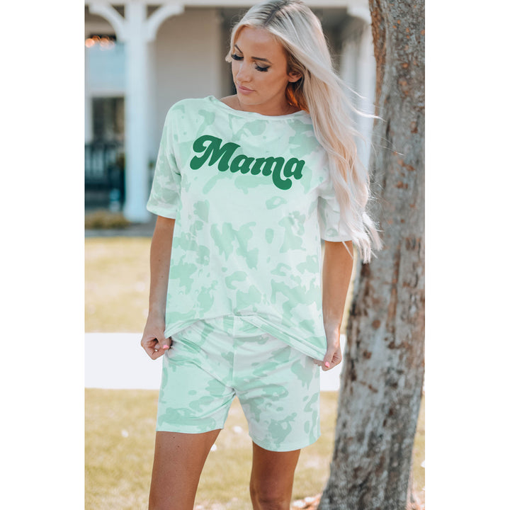 Womens Mama Tie-dye Print T Shirt and Shorts Set Image 4