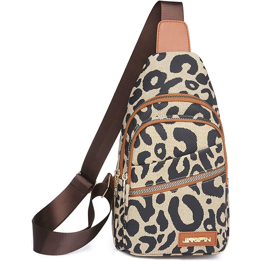 Womens Leopard Chest Bag Chest Backpack Bag Sling Crossbody Bag Satchel Backpack Purse Image 1