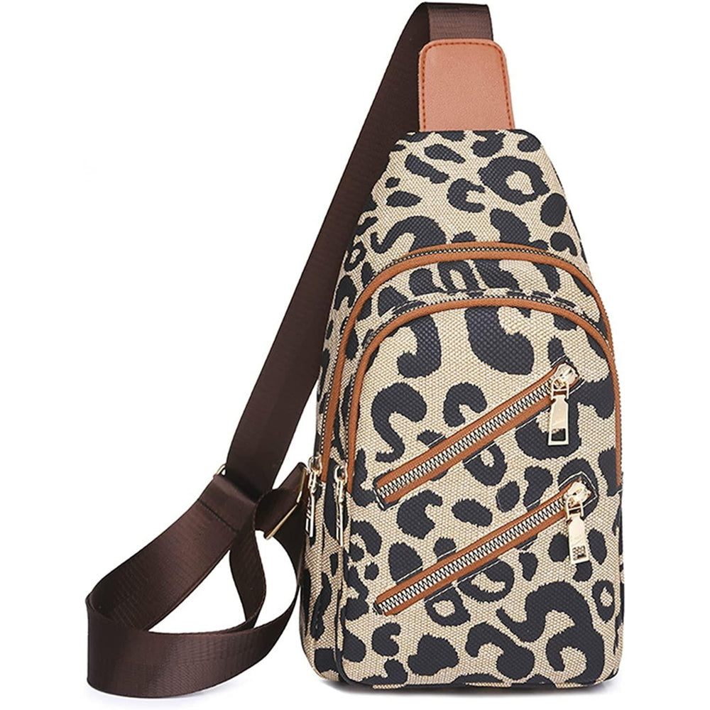 Womens Leopard Chest Bag Chest Backpack Bag Sling Crossbody Bag Satchel Backpack Purse Image 2