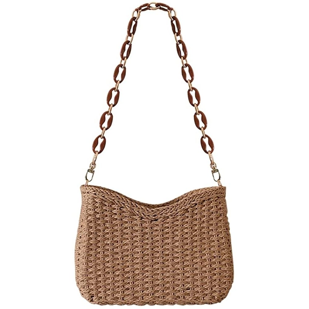 Straw Woven Shoulder Bag for Women Summer Beach Travel Crossbody Handbag Classics Satchel Purse Image 2