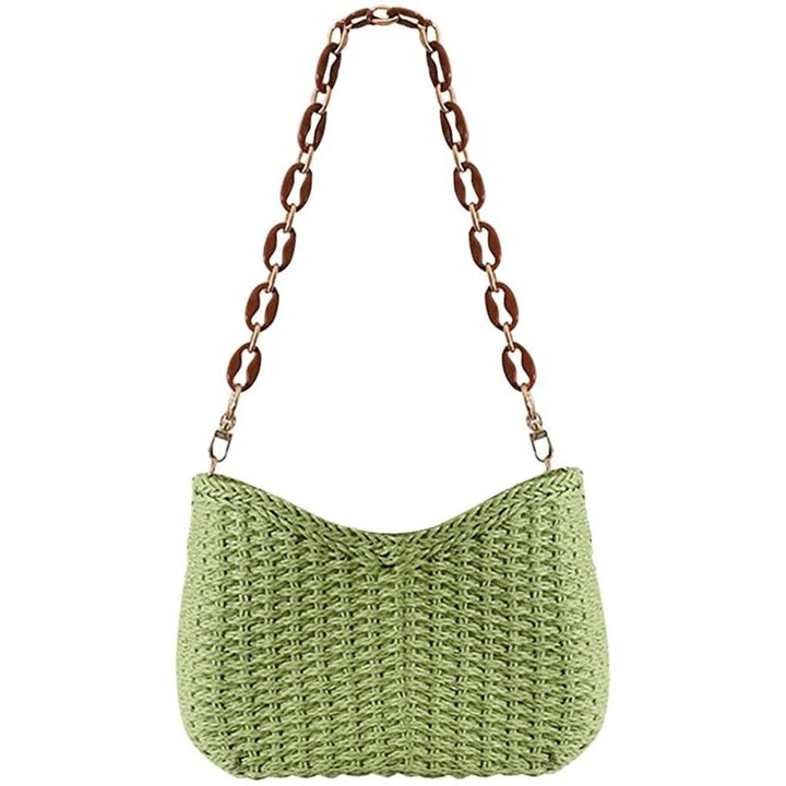 Straw Woven Shoulder Bag for Women Summer Beach Travel Crossbody Handbag Classics Satchel Purse Image 8