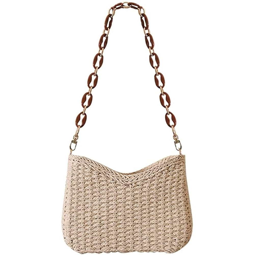 Straw Woven Shoulder Bag for Women Summer Beach Travel Crossbody Handbag Classics Satchel Purse Image 9