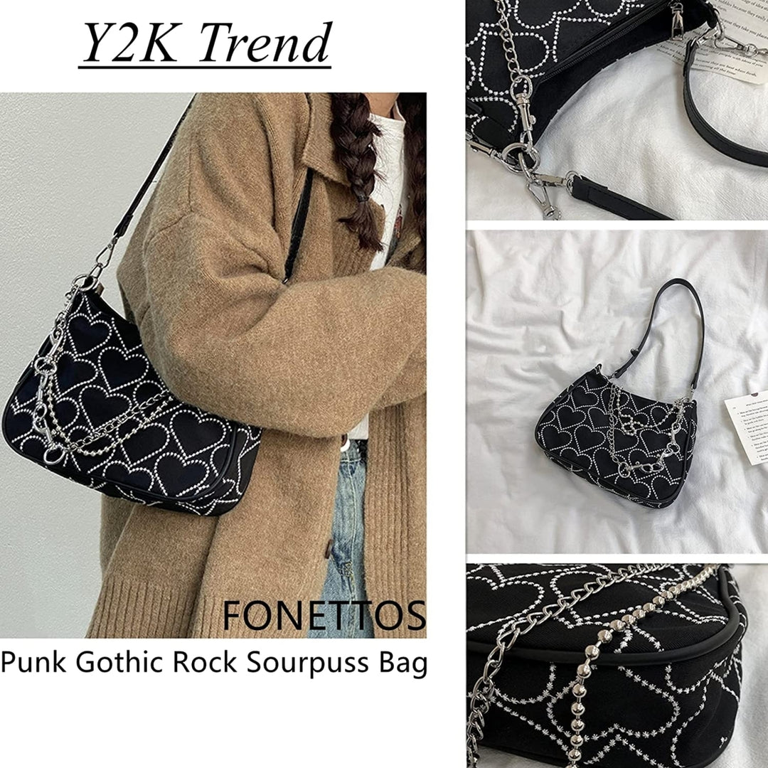 Punk Bag Sourpuss Gothic Tote Purse Y2K Cool Style Trendy Women Shoulder Bags Rock Fashion Girls Handbag Image 4