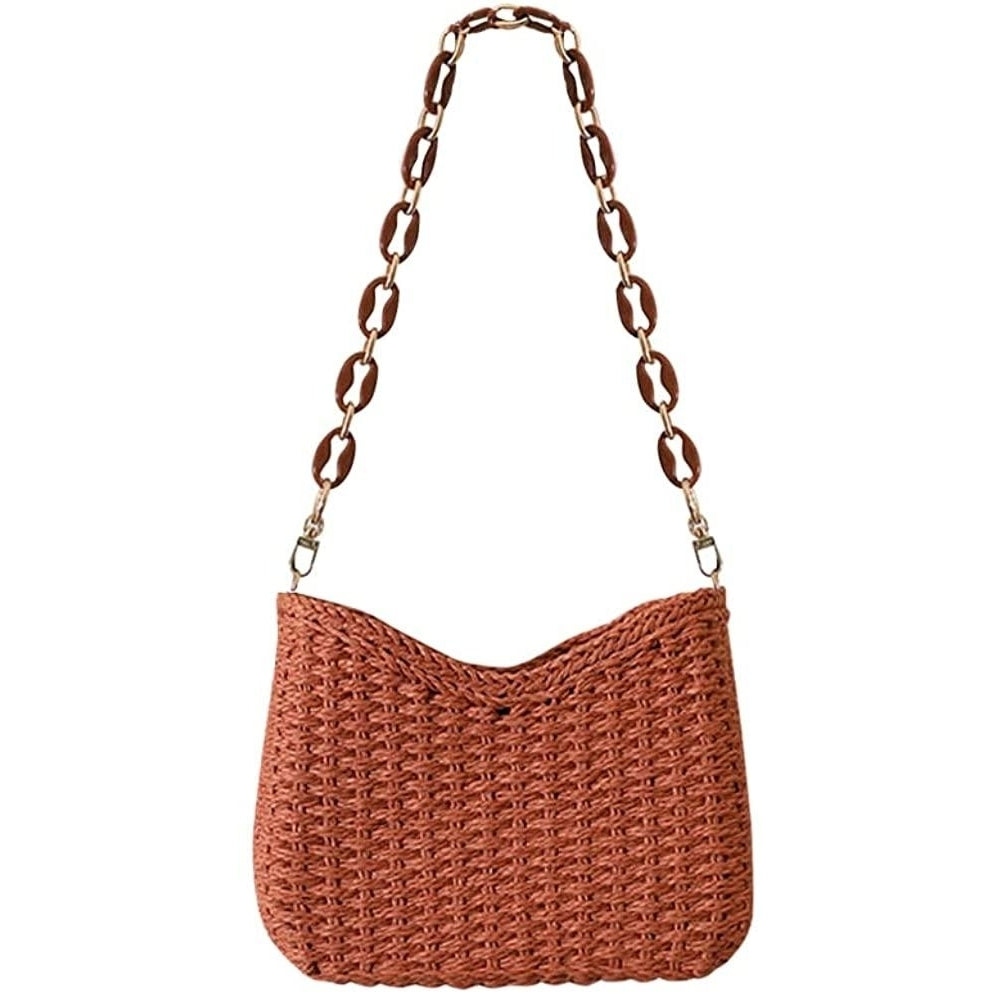 Straw Woven Shoulder Bag for Women Summer Beach Travel Crossbody Handbag Classics Satchel Purse Image 10