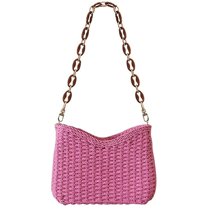 Straw Woven Shoulder Bag for Women Summer Beach Travel Crossbody Handbag Classics Satchel Purse Image 11