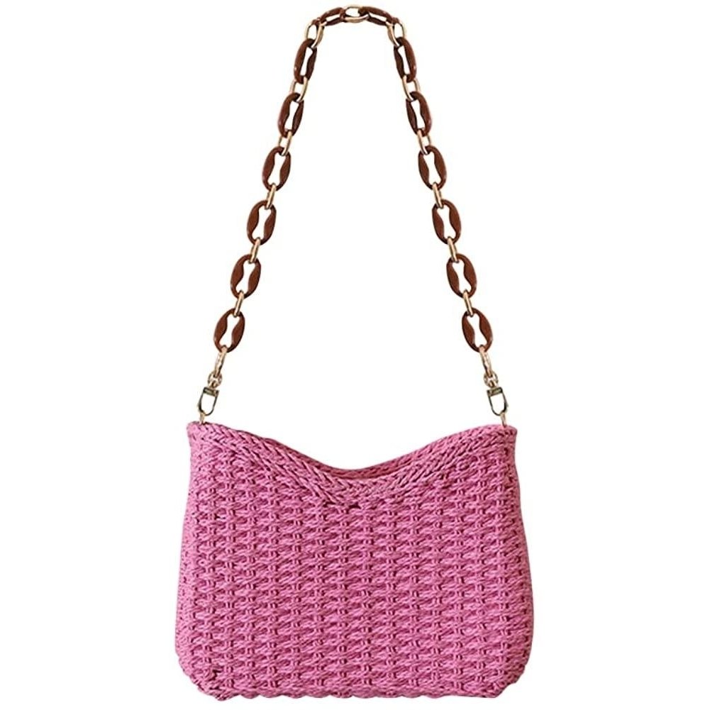 Straw Woven Shoulder Bag for Women Summer Beach Travel Crossbody Handbag Classics Satchel Purse Image 1