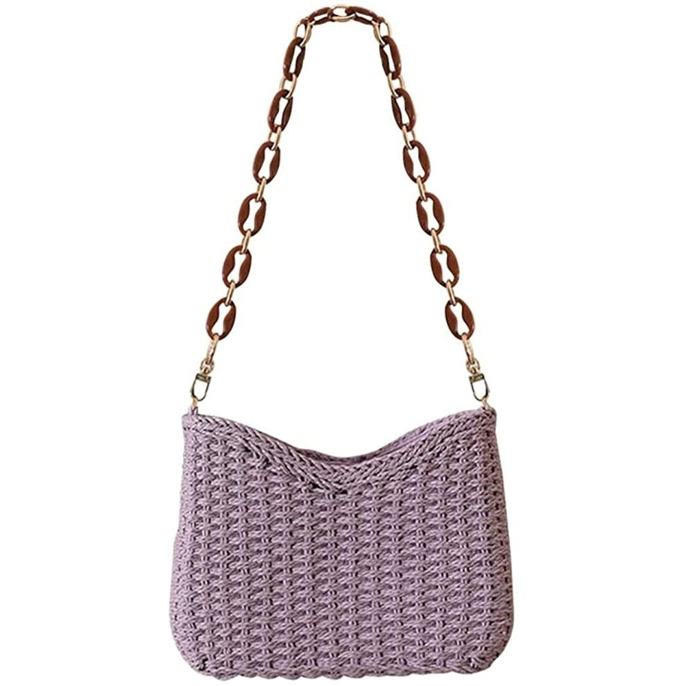 Straw Woven Shoulder Bag for Women Summer Beach Travel Crossbody Handbag Classics Satchel Purse Image 12