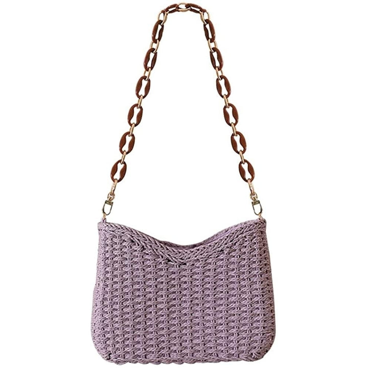 Straw Woven Shoulder Bag for Women Summer Beach Travel Crossbody Handbag Classics Satchel Purse Image 12