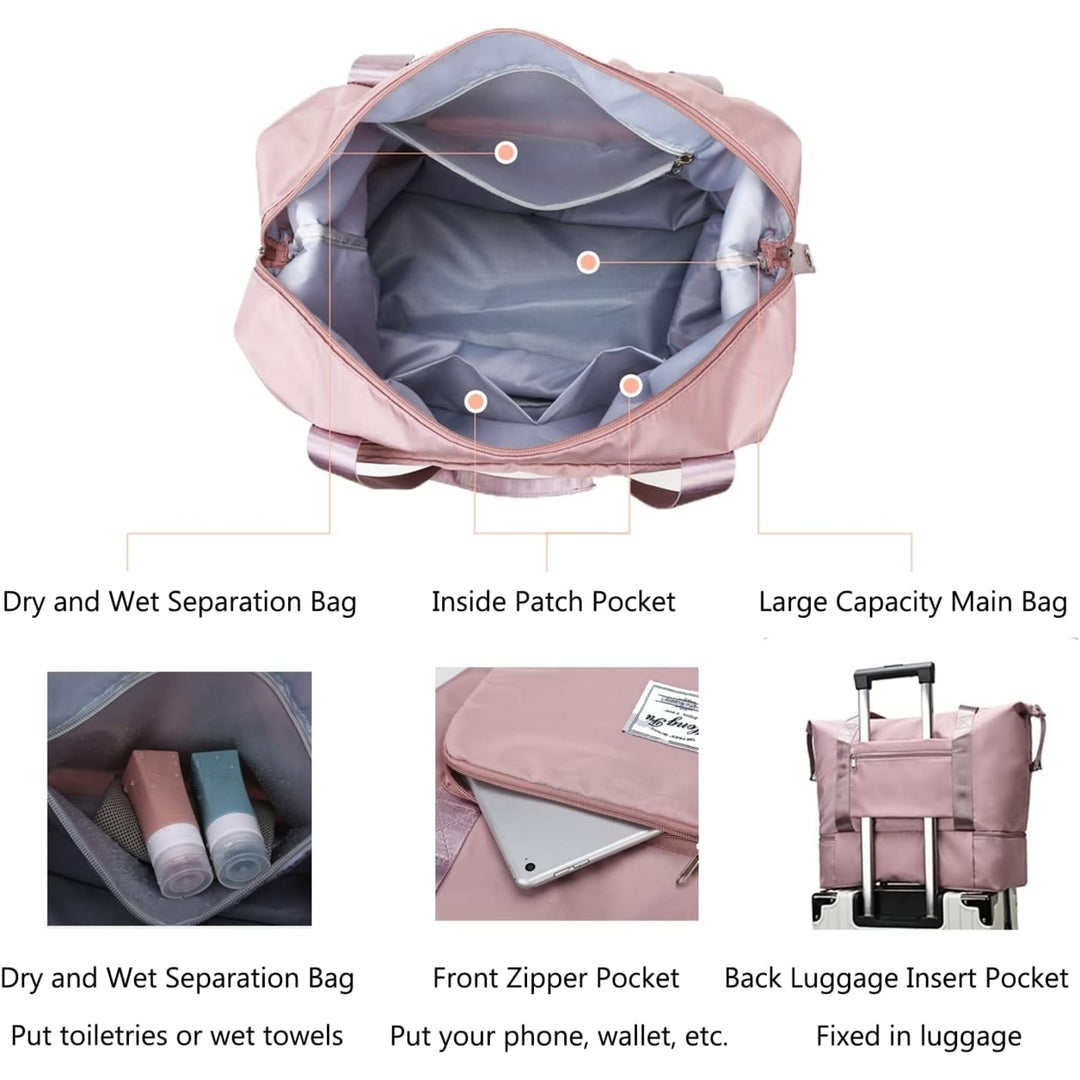 Pin Forest Large Capacity Folding Travel Bag Dry and Wet Separation Multifunctional Sports Shoulder Bag Foldable Travel Image 9