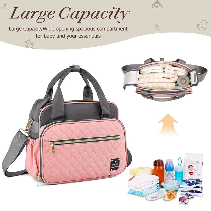 Small Diaper Bags Girl Pink Tote Bag with Durable and Fashionable Fabric Image 8