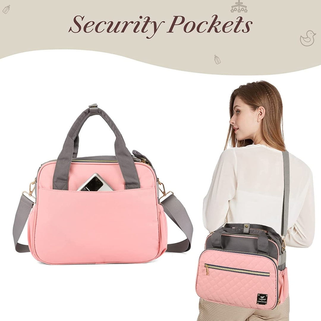 Small Diaper Bags Girl Pink Tote Bag with Durable and Fashionable Fabric Image 11