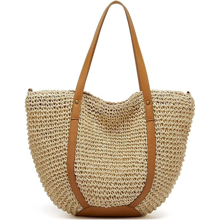 Straw Bags for Women Summer Beach Woven Tote Hobo Handbag Casual Straw Shoulder Bags for Travel Vocation Image 1