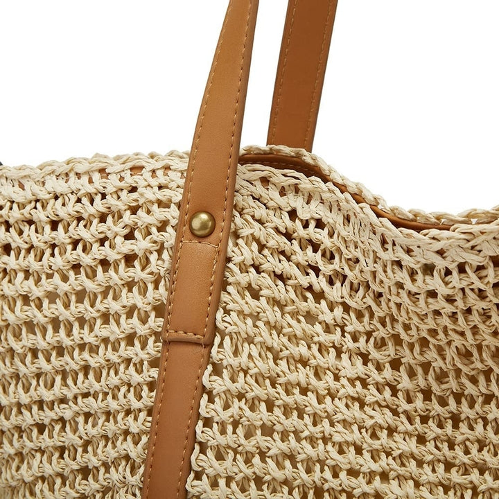 Straw Bags for Women Summer Beach Woven Tote Hobo Handbag Casual Straw Shoulder Bags for Travel Vocation Image 3