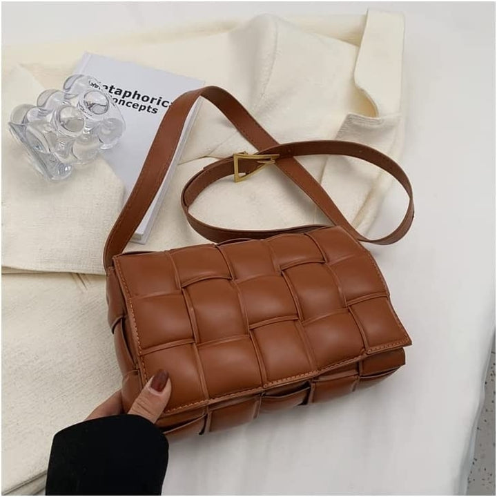 Women Shoulder Bag Purse Woven Crossbody Handbags Small Square Bags Designer Handbag Padded Cassette Clutch Image 10