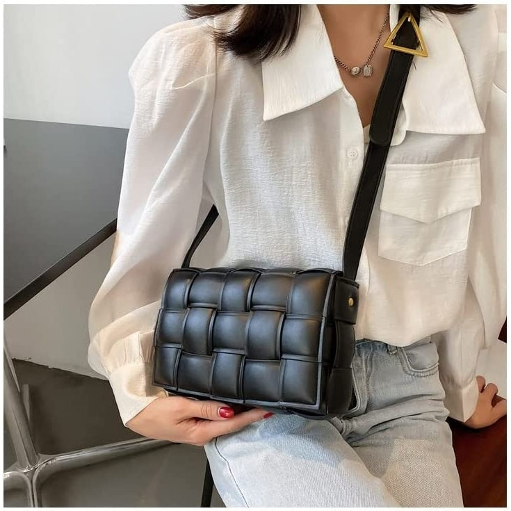 Women Shoulder Bag Purse Woven Crossbody Handbags Small Square Bags Designer Handbag Padded Cassette Clutch Image 12