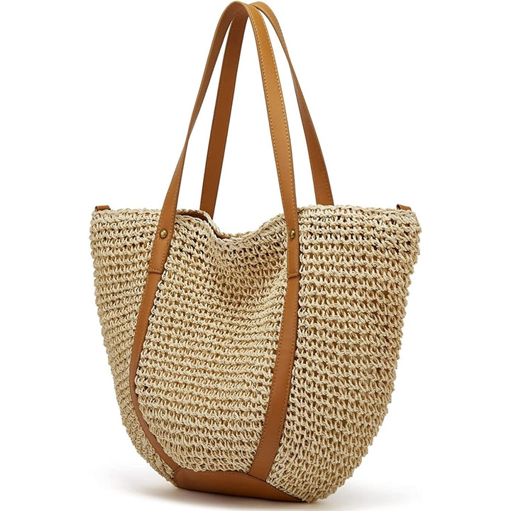 Straw Bags for Women Summer Beach Woven Tote Hobo Handbag Casual Straw Shoulder Bags for Travel Vocation Image 8