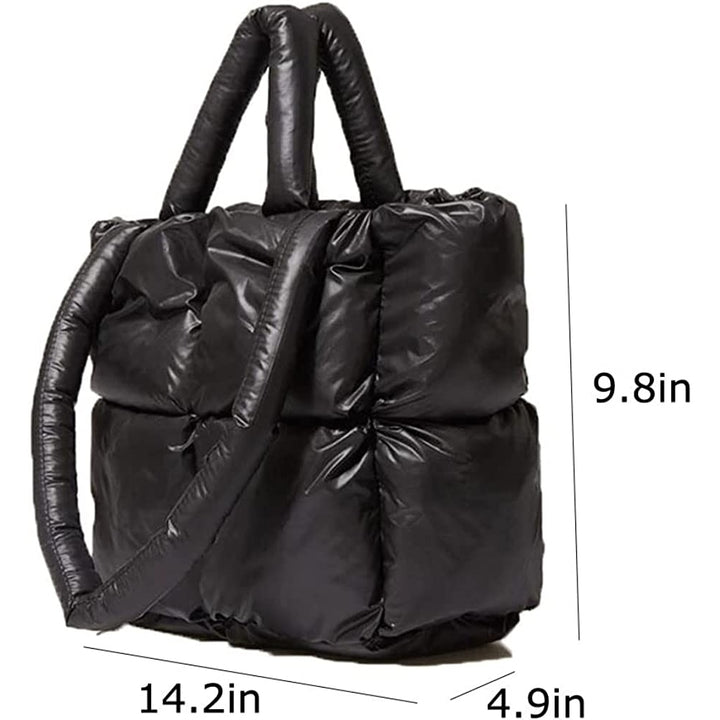 Lightweight Puffer Tote Purse Quilted Women Luxury Handbag Soft Shoulder Bag Image 2