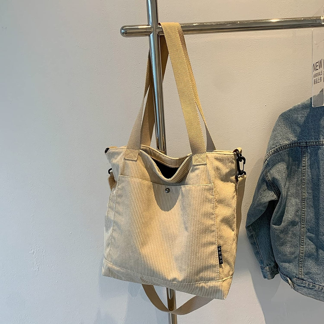 Croduroy Crossbody bagZipper Messenger Tote Bag Shoulder Hobo Bag Work Colledge Shopping Travel Image 4