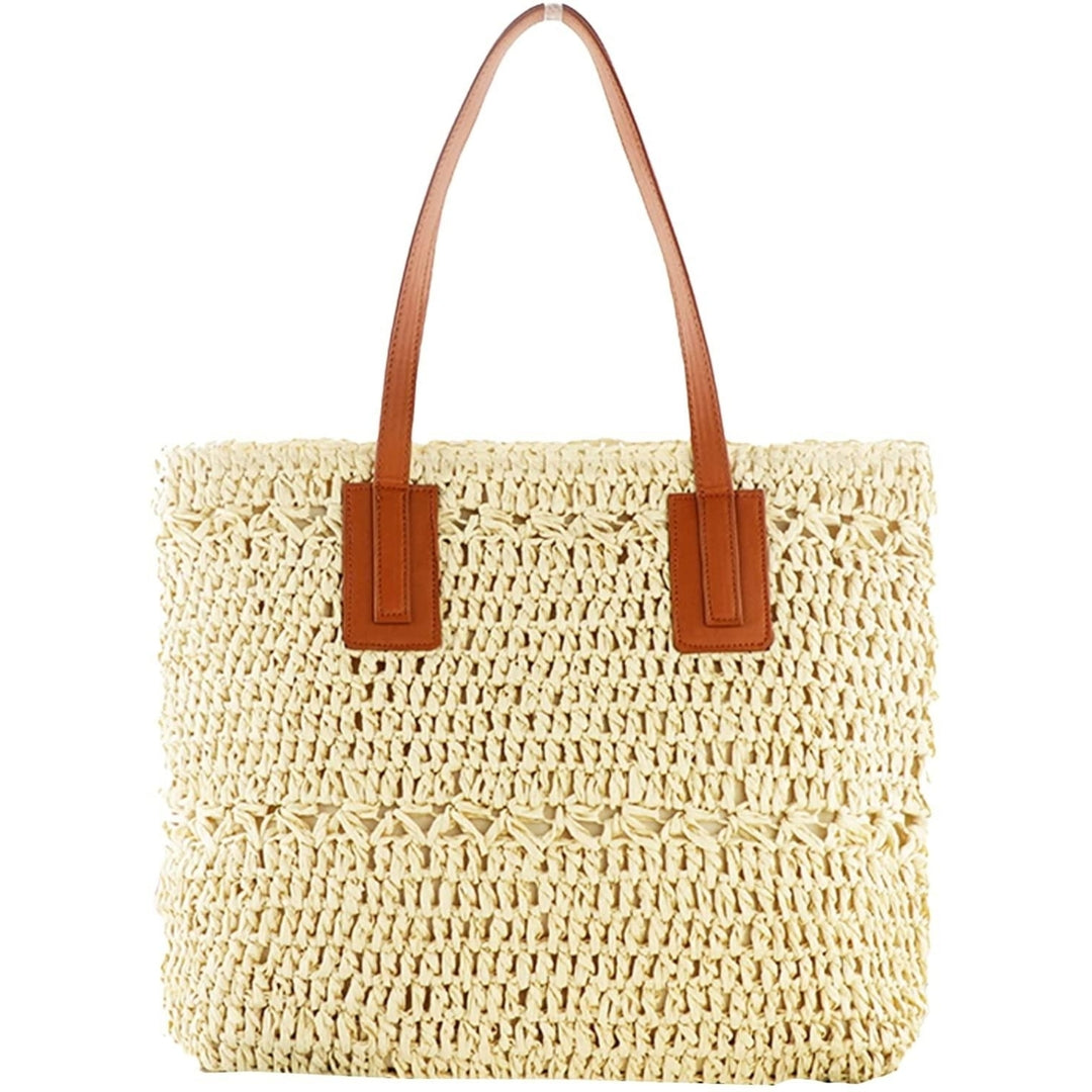 Straw Bag for Women Woven Beach Structured Tote Handmade Crochet Carteras De Mujer Summer Shoulder Bohemian Hobo Pom Image 1