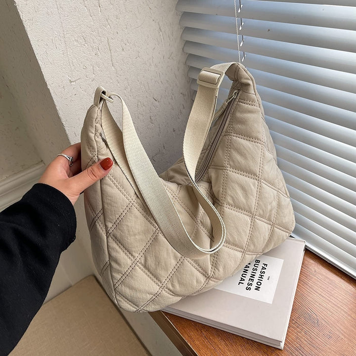 Women Hobo Shoulder Bag Puffer Small Tote Crossbody Bag Purse Cotton Handmade Bags Handbag with Zipper School Work Image 8