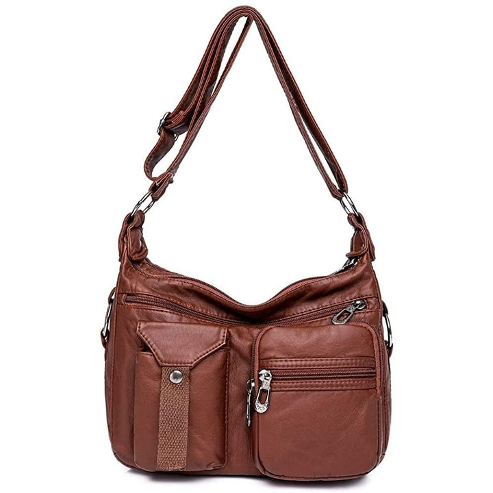 Soft Leather Crossbody Purse for Women Pocketbooks Waterproof Shoulder Bag Ladies Multi Pocket Crossbody Bag Image 7