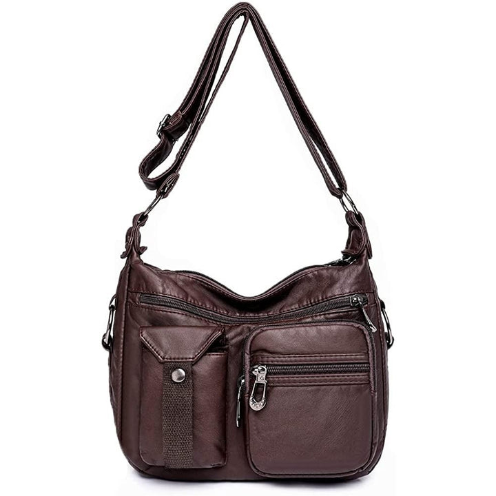 Soft Leather Crossbody Purse for Women Pocketbooks Waterproof Shoulder Bag Ladies Multi Pocket Crossbody Bag Image 8