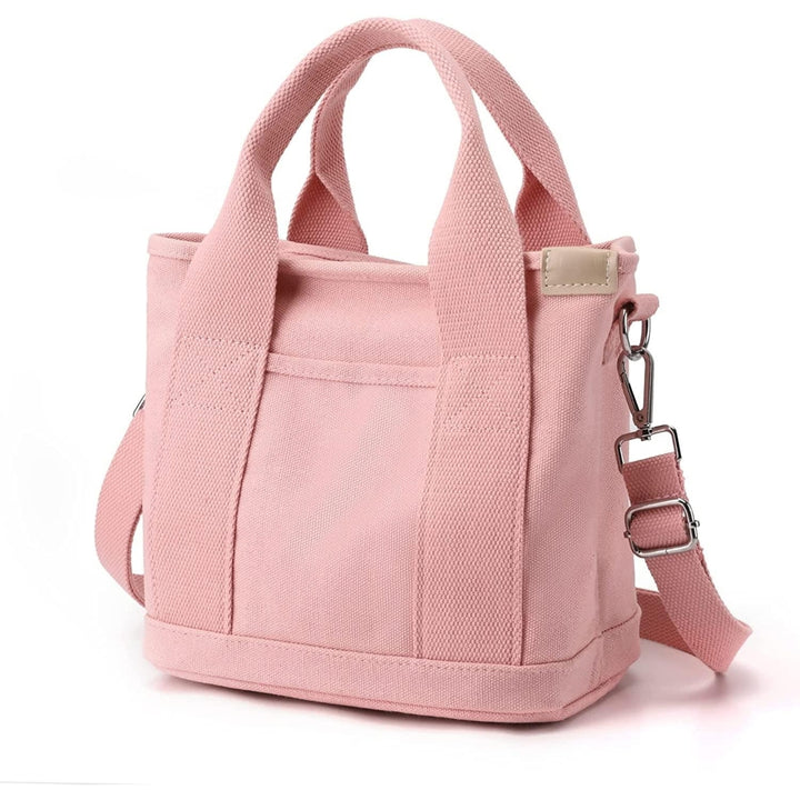 Small Cute Canvas Tote Crossbody Shoulder Bag Multiple Pockets Mini Casual Satchel Hobo Handbag Messenger Purse for Image 6