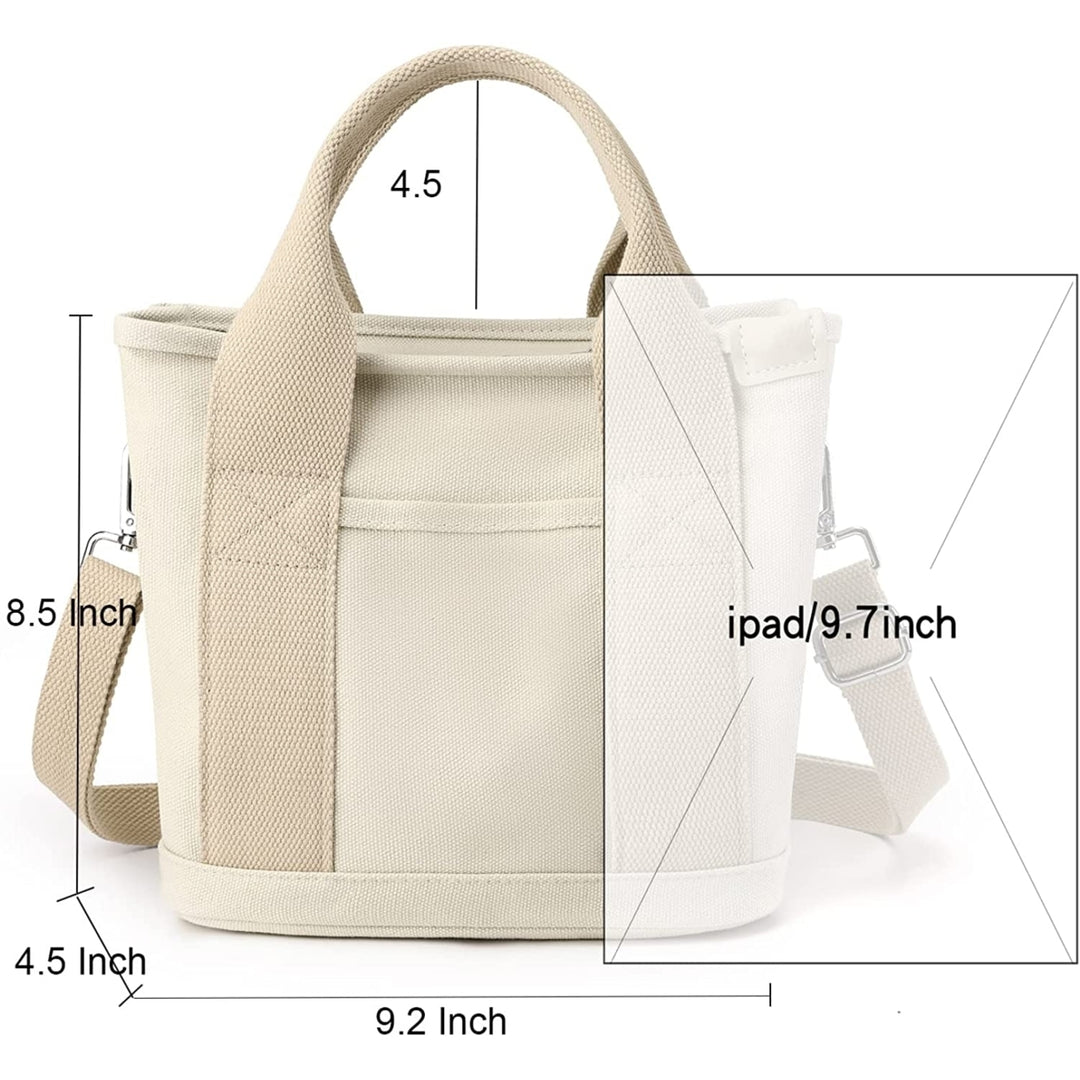 Small Cute Canvas Tote Crossbody Shoulder Bag Multiple Pockets Mini Casual Satchel Hobo Handbag Messenger Purse for Image 12