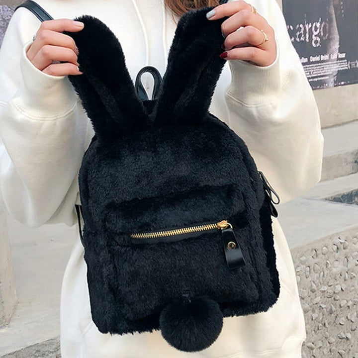 Cute Mini Backpack for School Rabbit Ears Animal Plush backpack Girls Backpack Small backpack Kawaii Bookbag Image 4