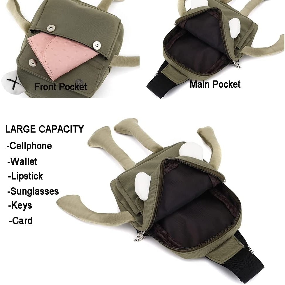 Frog Sling Bag for Women Cute Nylon Chest Bag Small Cartoon Crossbody Bag Girls Kawaii Shoulder Bag for Travel Outdoor Image 6