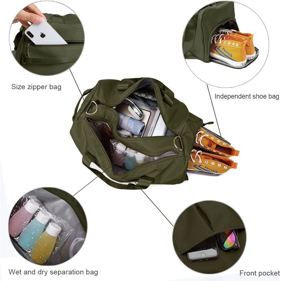 Small Gym Bag for Women and Men Workout Bag for Sports and Weekend Getaway Waterproof Dufflebag with Shoe and Wet Image 10