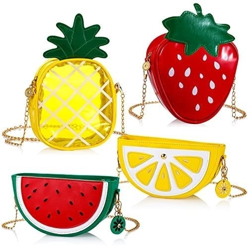 Set of 4 Fruit Shoulder Bag Lemon Watermelon Shape Shoulder Bag Image 1