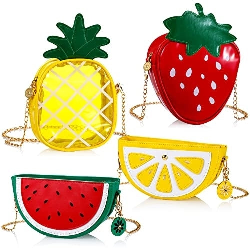 Set of 4 Fruit Shoulder Bag Lemon Watermelon Shape Shoulder Bag Image 2