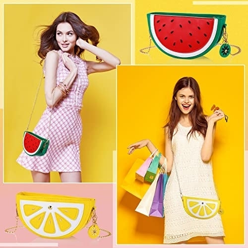 Set of 4 Fruit Shoulder Bag Lemon Watermelon Shape Shoulder Bag Image 4