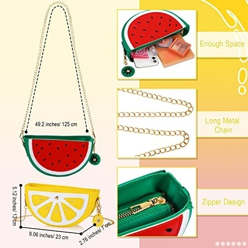 Set of 4 Fruit Shoulder Bag Lemon Watermelon Shape Shoulder Bag Image 6