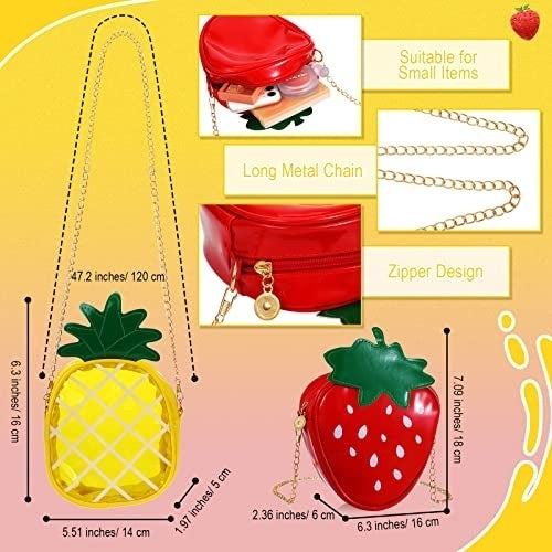 Set of 4 Fruit Shoulder Bag Lemon Watermelon Shape Shoulder Bag Image 7