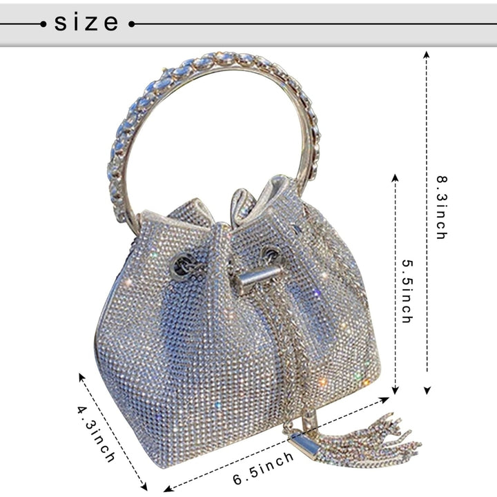 2022 Upgrade Rhinestone Evening Bag Silver Purse Sparkly Diamond Silver Clutch Purses for Women Party Club Wedding Image 4