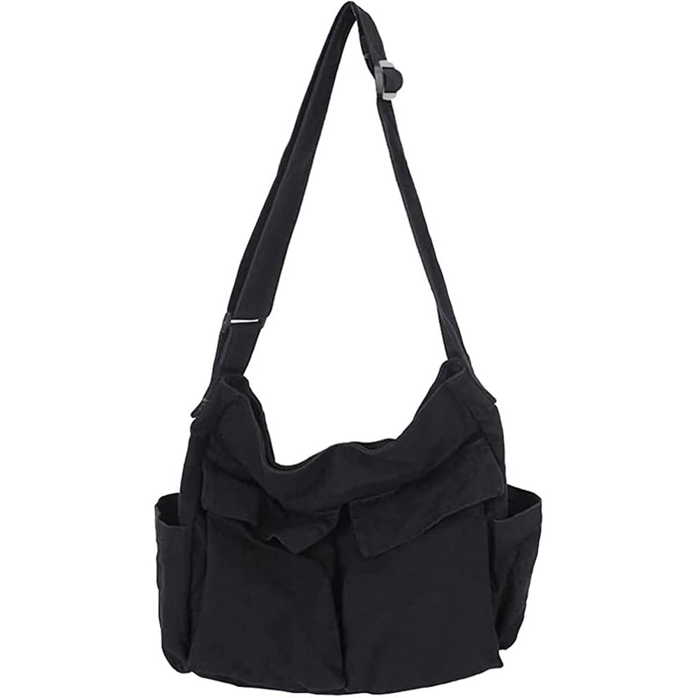 Canvas Messenger Bag Large Hobo Crossbody Bag with Multiple Pockets Casual Shoulder Tote Bag for Women and Men Image 1