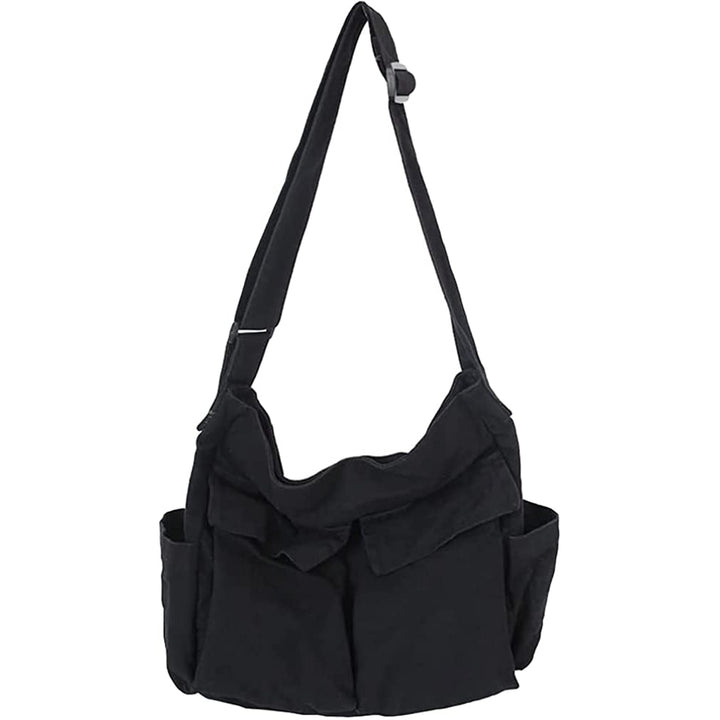 Canvas Messenger Bag Large Hobo Crossbody Bag with Multiple Pockets Casual Shoulder Tote Bag for Women and Men Image 8