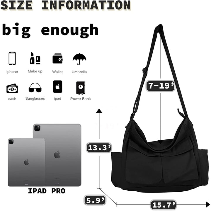 Canvas Messenger Bag Large Hobo Crossbody Bag with Multiple Pockets Casual Shoulder Tote Bag for Women and Men Image 11