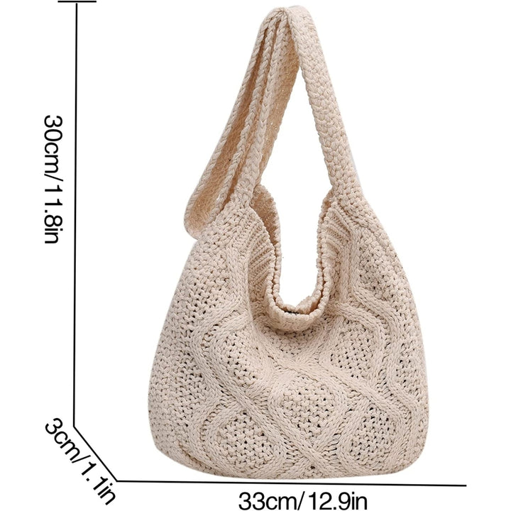 Womens Crochet Tote Bag Knitted Shoulder Crossbody Handbags Aesthetic Shopping Bag Cute Purses Crocheted Hobo Bag Image 4