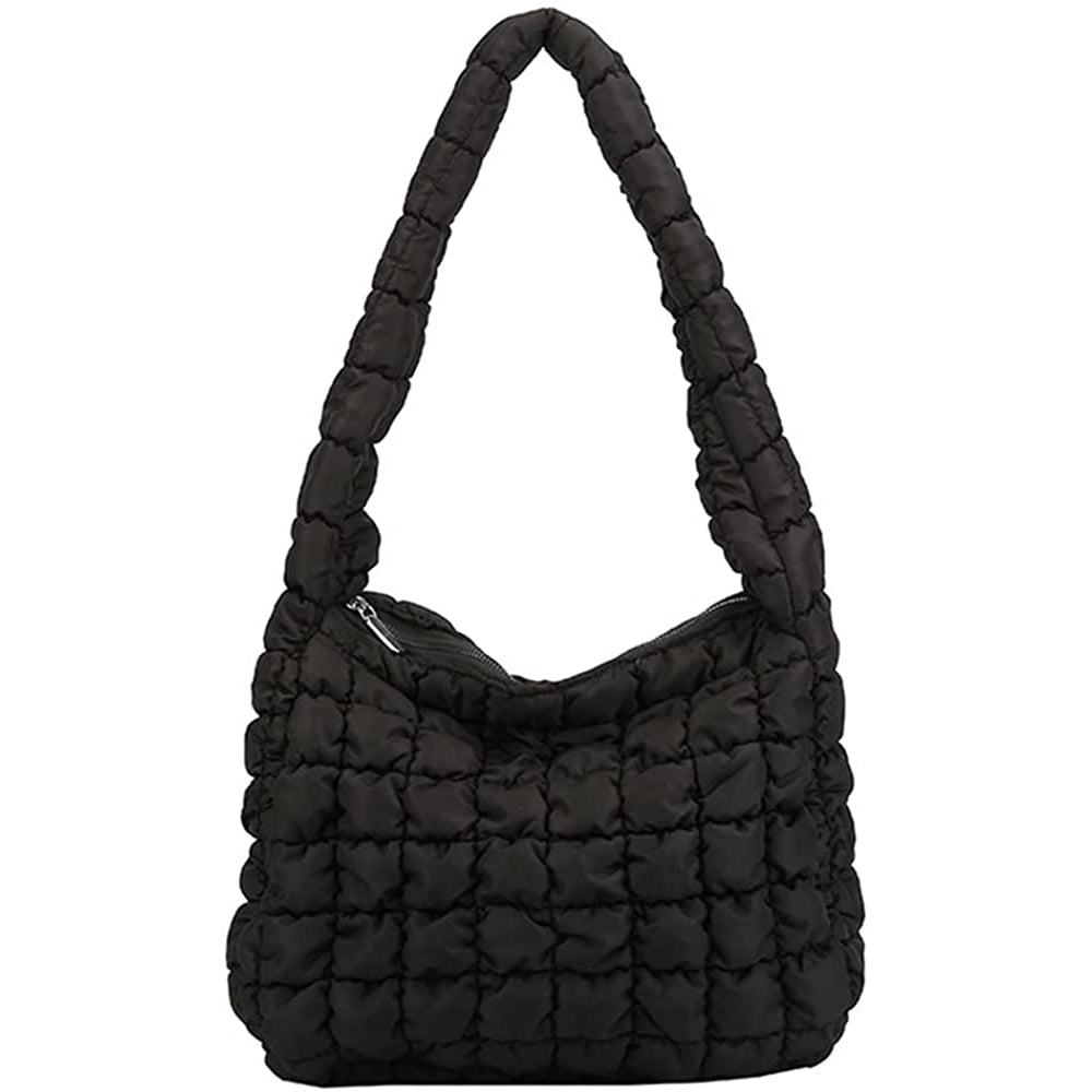 Puffer Shoulder Bag for Women Quilted Puffy Lightweight Nylon Handbag Large Padded Soft Purse Image 2