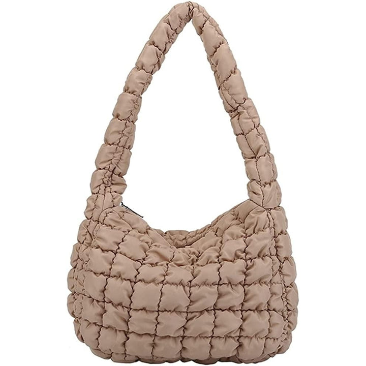 Puffer Shoulder Bag for Women Quilted Puffy Lightweight Nylon Handbag Large Padded Soft Purse Image 9